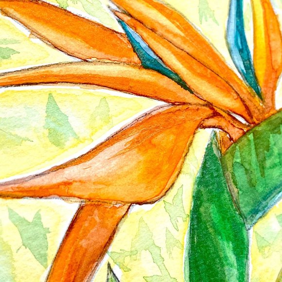 Bird of Paradise - Original Wall Art Handmade Watercolor Florida Flowers 8"x10" - Picture 3 of 6